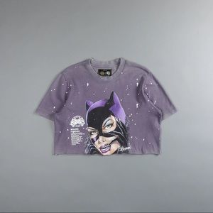 CAREFUL WHAT YOU WISH FOR "PREMIUM" (CROPPED) TEE VINTAGE PLUM NIGHT SKY NWT